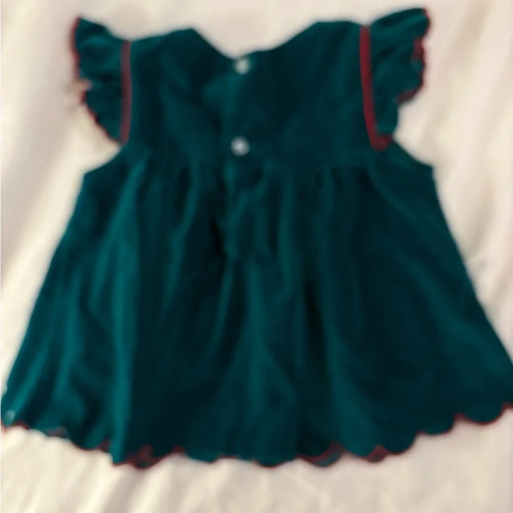 Teal Baby Dress with Cherry Embroidery